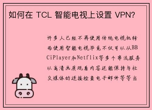 如何在 TCL 智能电视上设置 VPN？